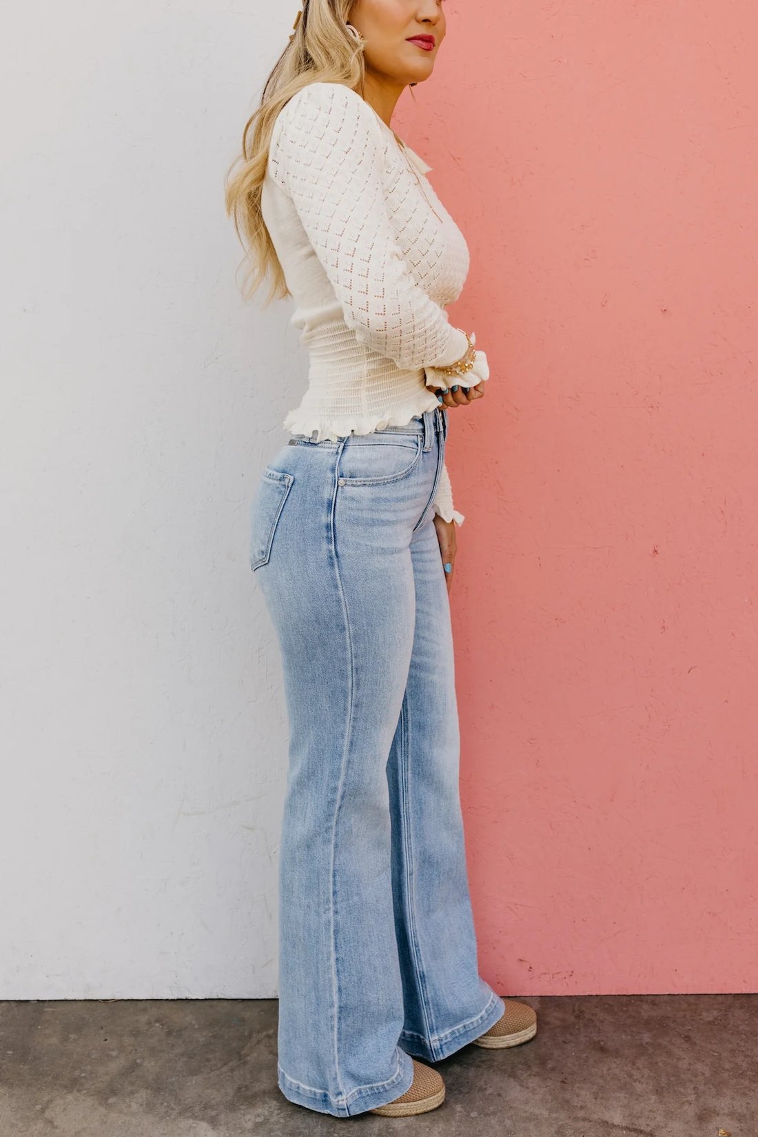 ⏰LAST DAY - HALF PRICE💥High Rise Vintage Wash Tummy Control Top Straight Leg Jeans