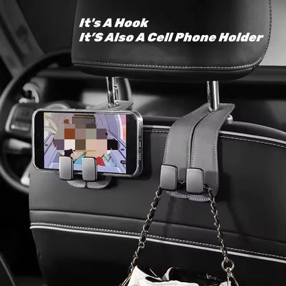 TwinHook Leather Car Headrest Hangers