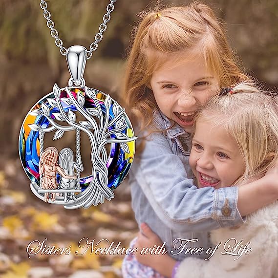 🎁925 Sterling Silver Tree of Life Sisters Necklace