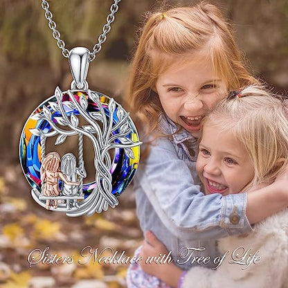 🎁925 Sterling Silver Tree of Life Sisters Necklace