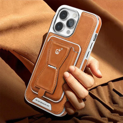 Luxury leather iPhone case with removable magnetic tape