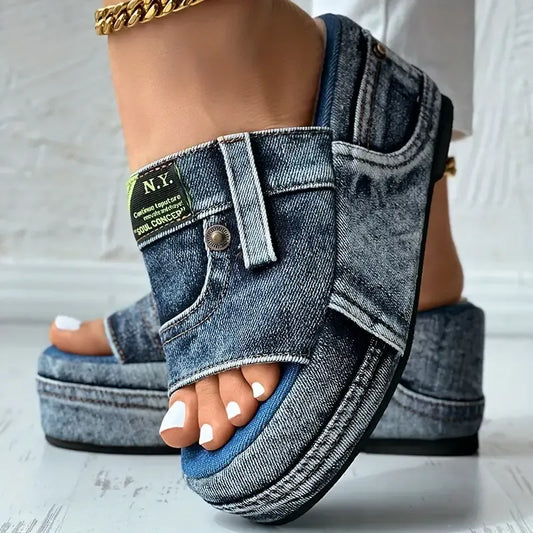 💥Last Day Promotion 50% OFF🔥- Women's Platform Denim Sandals👡