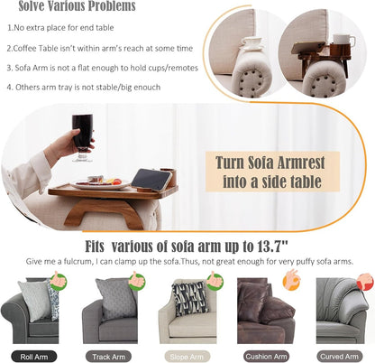 LAST DAY 70% OFF-Sofa Cup Holder Tray With 360° Swivel Stand