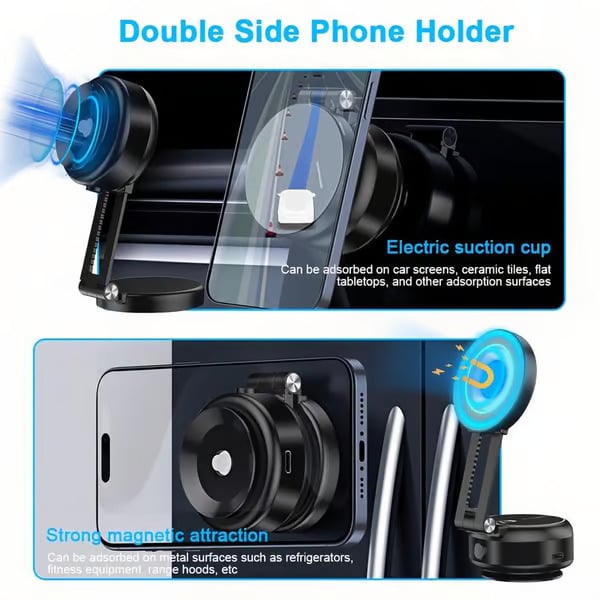 Magnetic Phone Holder,Dual-Sided Electronic Vacuum and Magnetic Adsorption,Adjustable and Foldable Multifunctional Cellphone Stand Accessory