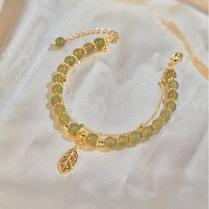 🔥💞Wotian Jade Lucky Gold Leaf Bangle