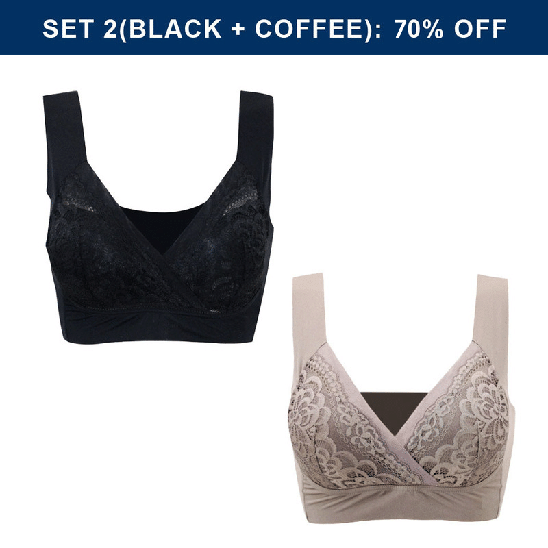 ROSY LIFT BRA –Plus Size Comfort Extra Elastic Wireless Support Lace Bra (Size runs the same as regular bras)