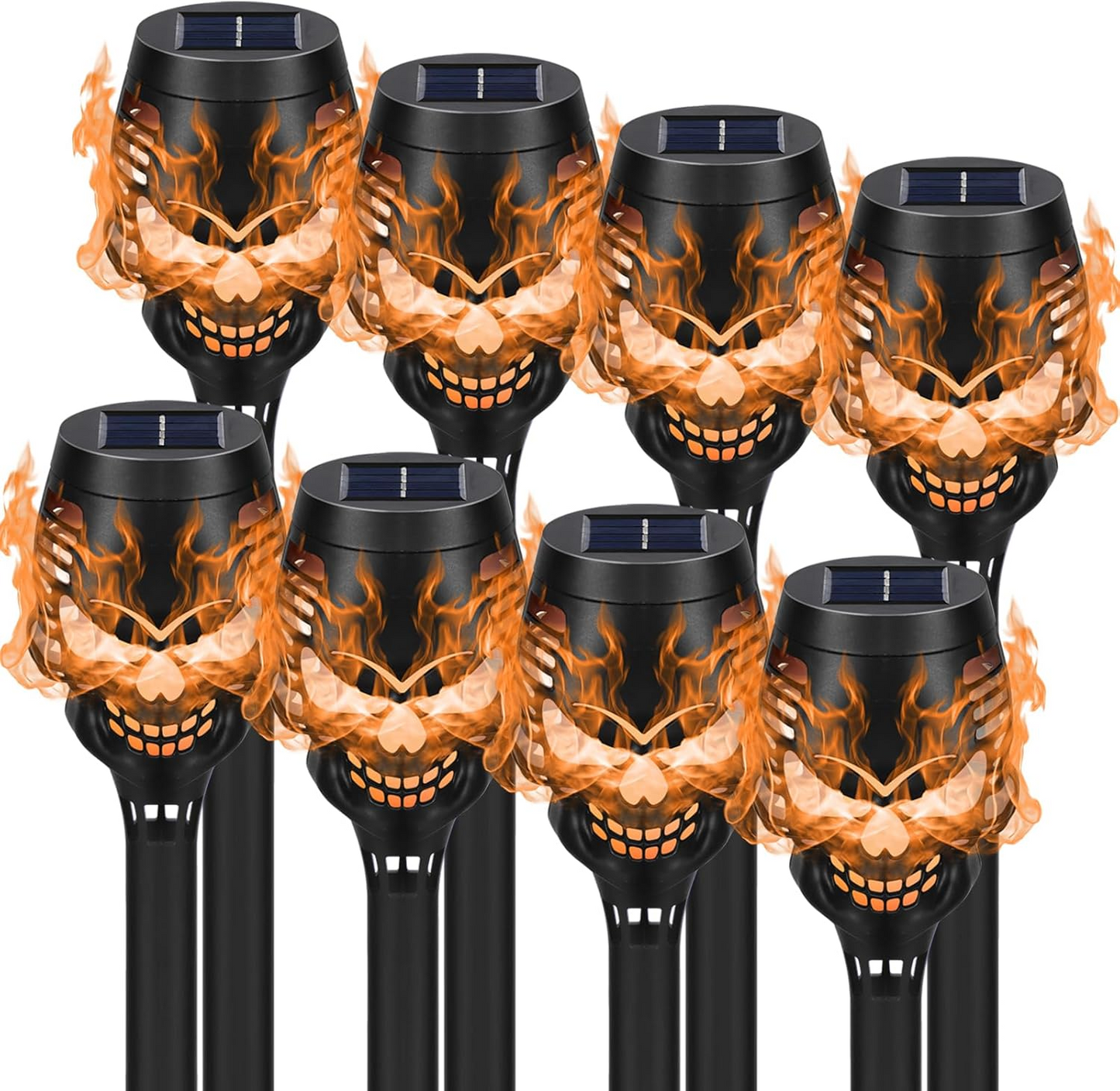 🔥Halloween Hot Sale💀Spooky Skulls Solar Torch Flame Lights👿