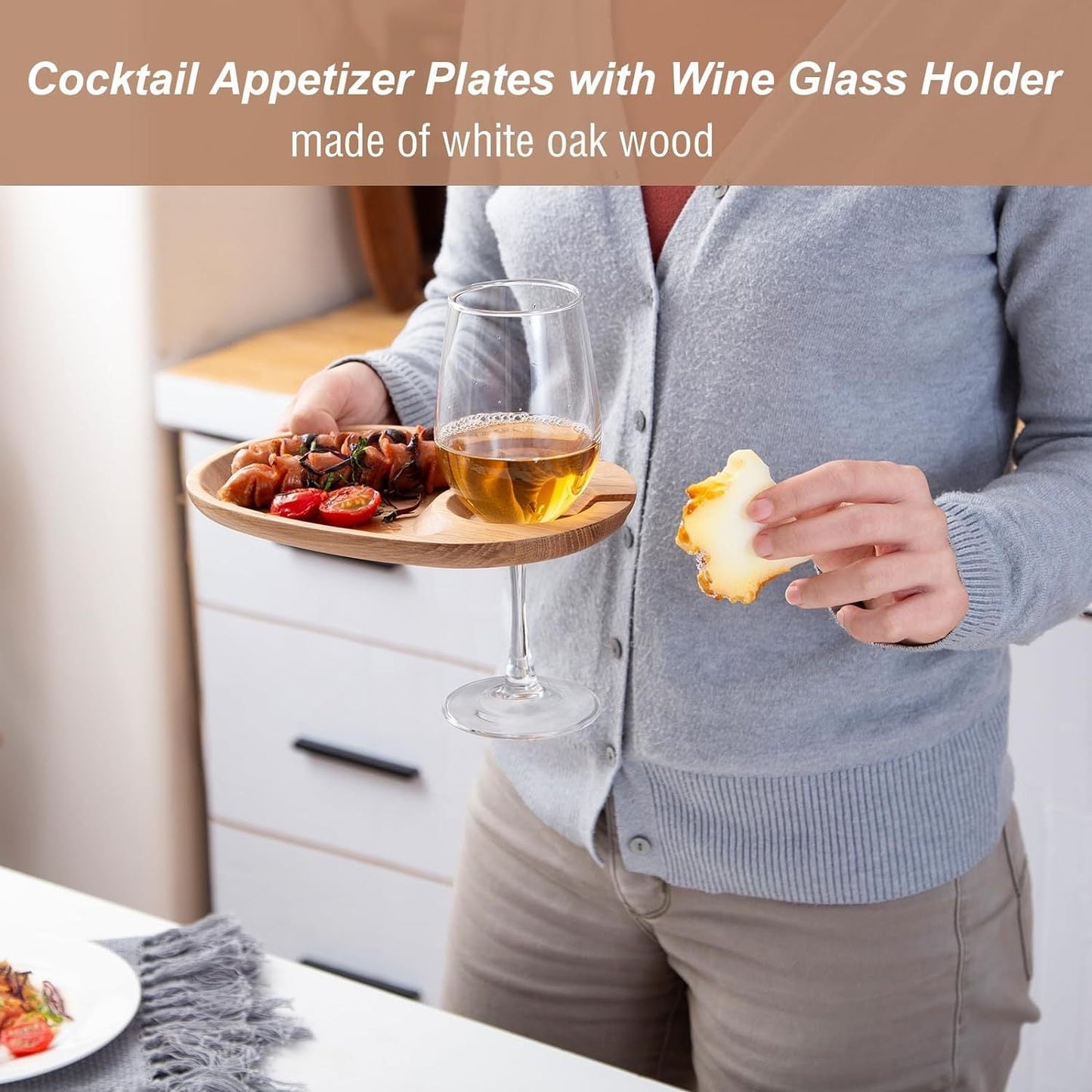 Wine Appetizer Plates, Cocktail Plate with Glass Holder,