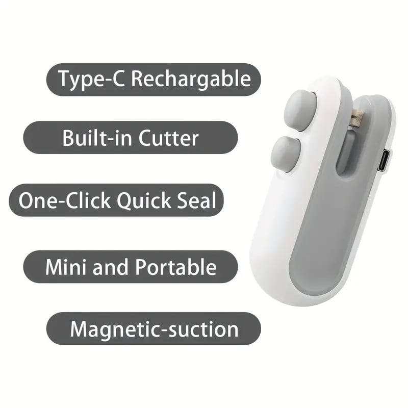 Small 2-in-1 Rechargeable Magnetic Snack Sealer Household Mini Sealing Machine