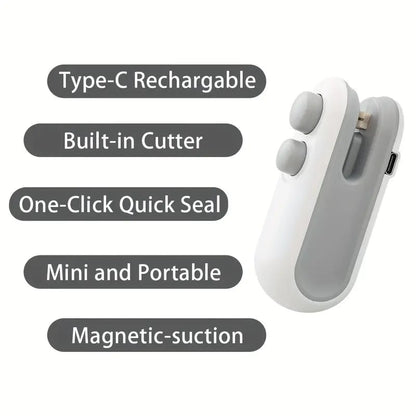 Small 2-in-1 Rechargeable Magnetic Snack Sealer Household Mini Sealing Machine