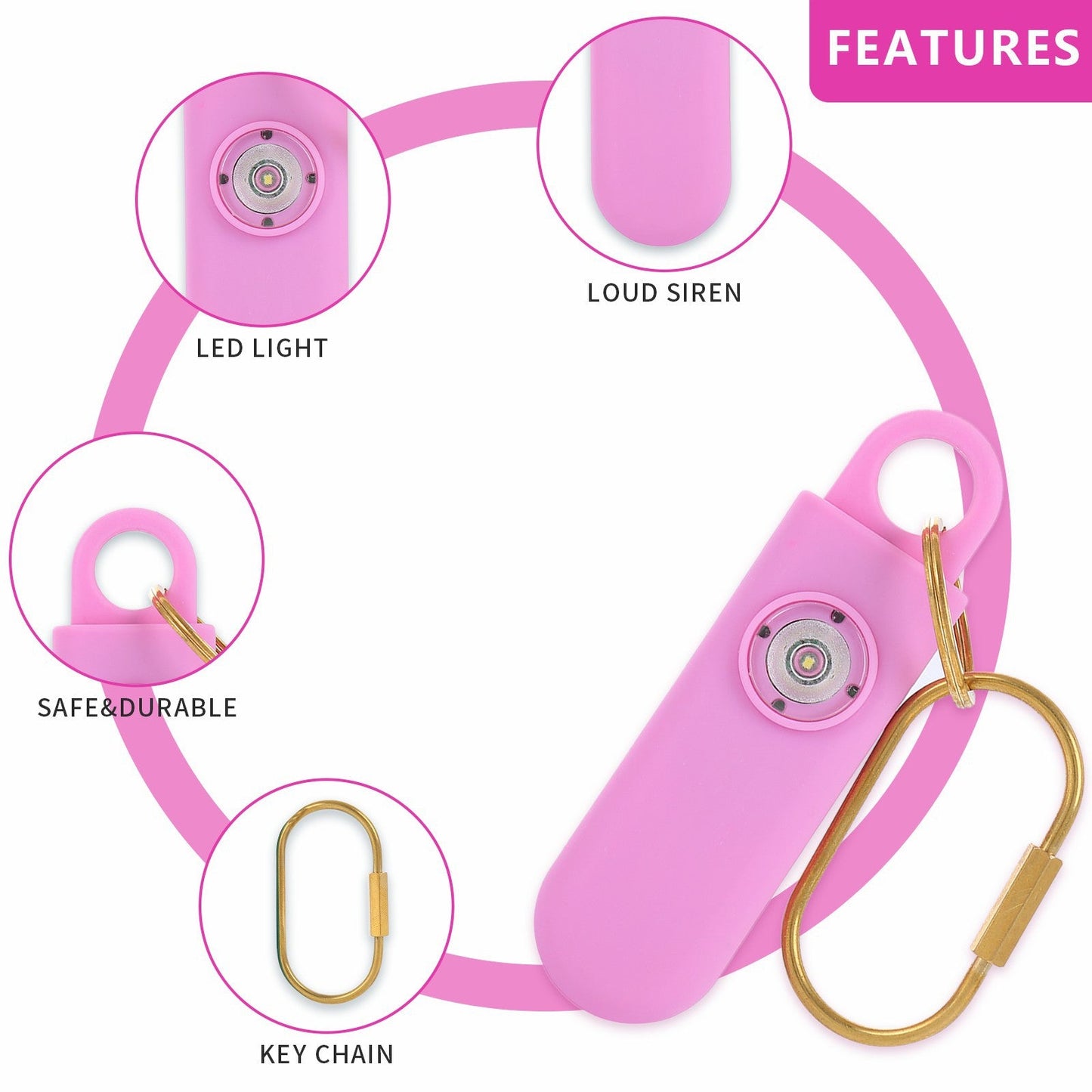 Siren Keychain Alarm with SOS LED Light