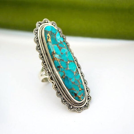 🔥🎁Sterling Silver Vintage Boho Turquoise Ring