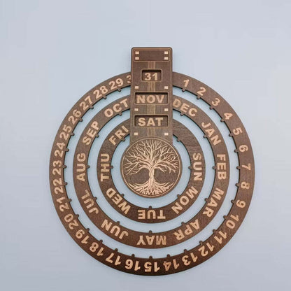 Wooden Rotating Circular Perpetual Calendar