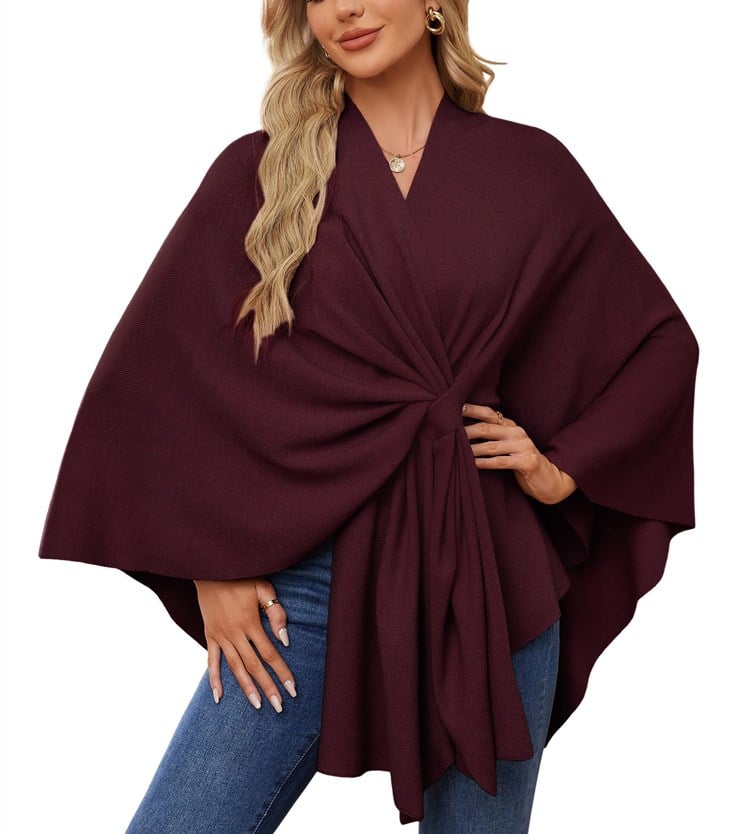 🔥Last 4 hours 57% OFF -Elegant Shawl Wraps Soft Open Front Poncho Sweater