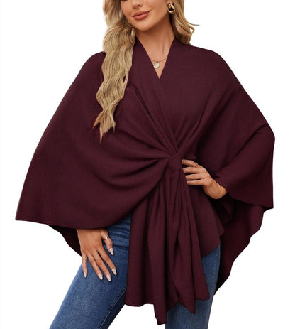 🔥Last 4 hours 57% OFF -Elegant Shawl Wraps Soft Open Front Poncho Sweater