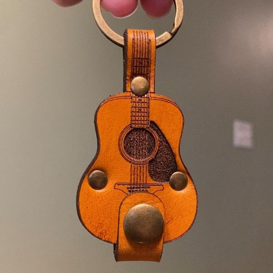 🔥Handmade limited edition-🎸Leather Guitar Pick holder keychain