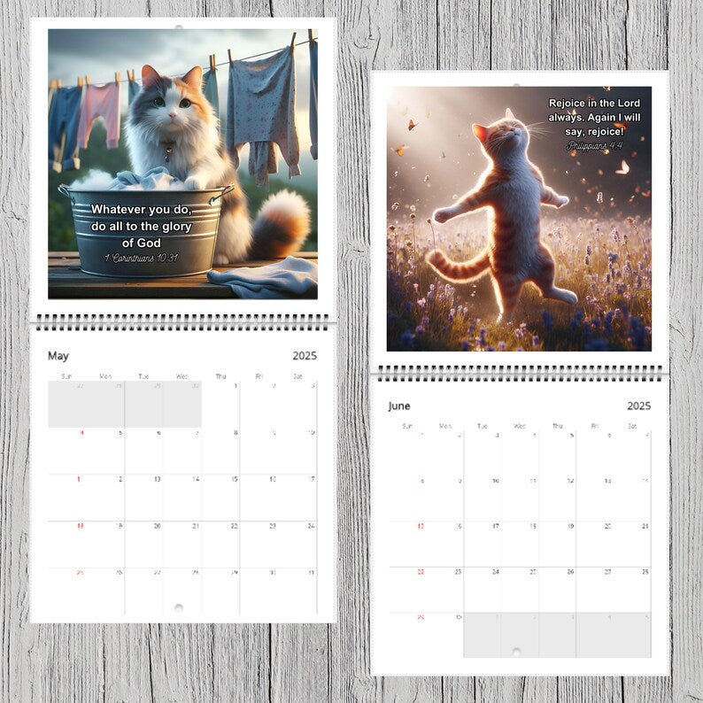 Cute Cats & Bible Verses 2025 Calendar 📖🐱