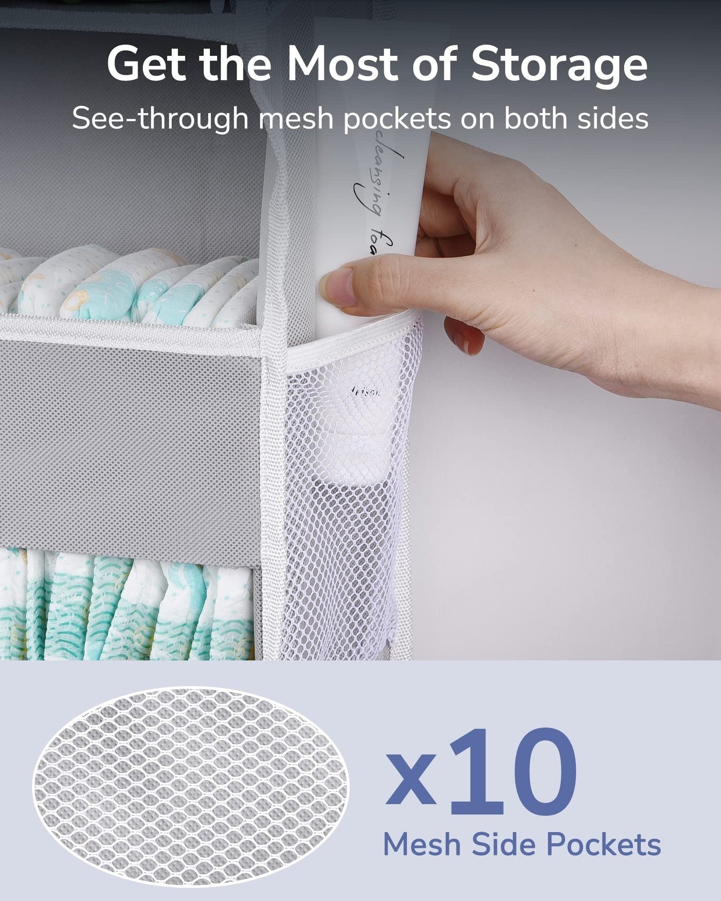Over Door Organizer with 5 Large Pockets 10 Mesh Side Pockets,Hanging Storage Organizer
