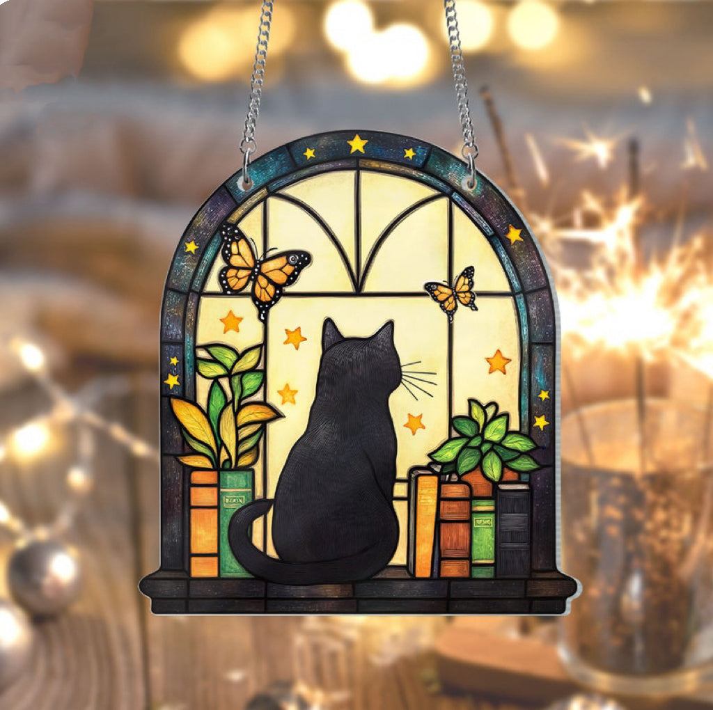 🎄2024 Christmas Gift 50% Off--Acrylic Cat Book Suncatcher Ornament