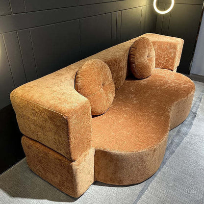 Magellax sofa bed – 78x54 folding mattress with teddy fabric and no-assembly design - orange color