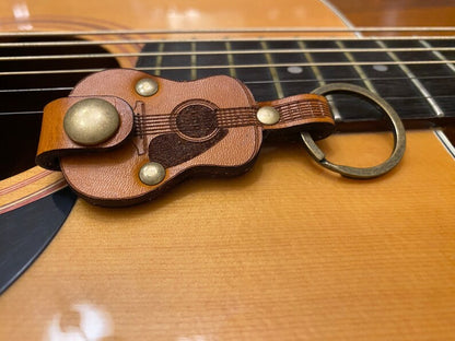 🔥Handmade limited edition-🎸Leather Guitar Pick holder keychain