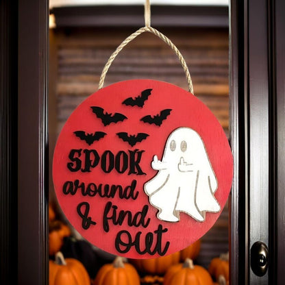 🔥Last Day 50% OFF-👻Spook Around and Find Out Halloween Doorhanger