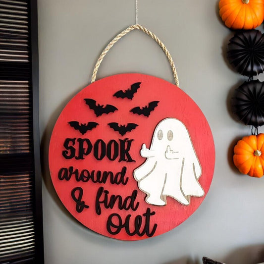 🔥Last Day 50% OFF-👻Spook Around and Find Out Halloween Doorhanger