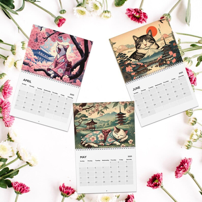 Sleepy Cats of Edo 2025 Wall Calendar