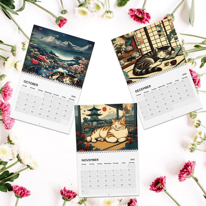 Sleepy Cats of Edo 2025 Wall Calendar