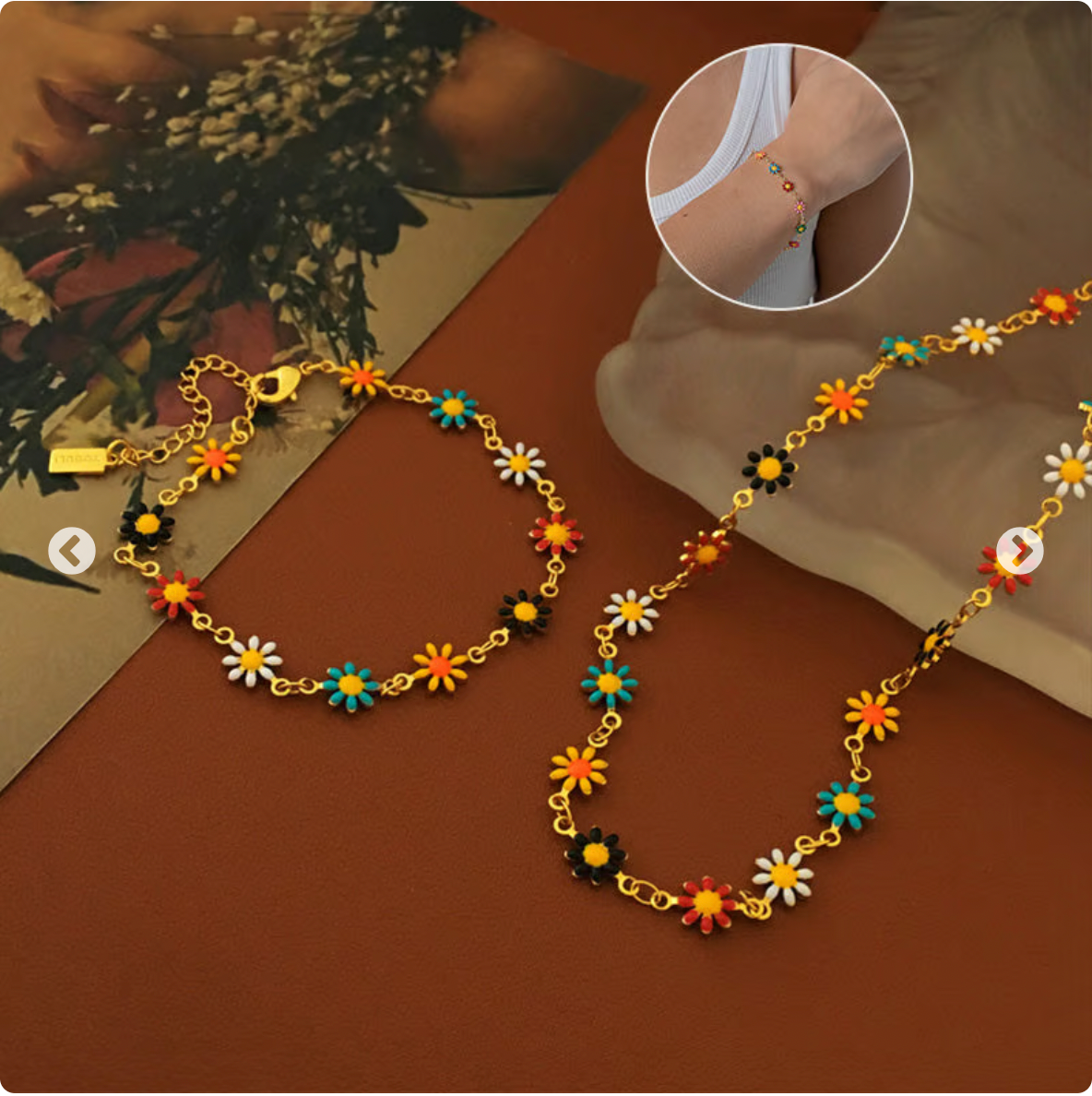 Daisy Bracelet and Necklace for Best Friends