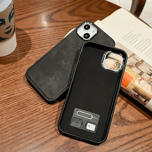 Electroplated Leather Phone Case - Magnetic Charging Compatible