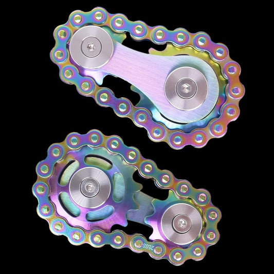 Fidget Spinner, Linkage Bike Chain Spinner Design 2 Gears Figity Spin Finger Games
