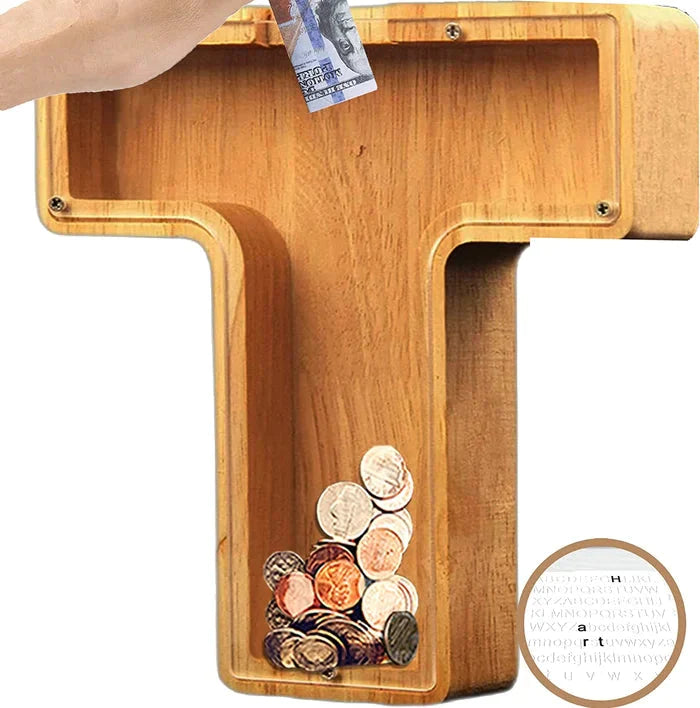 (🔥2024 BEST GIFT TO CHILDREN🔥) Wooden Letter Piggy Bank🎁
