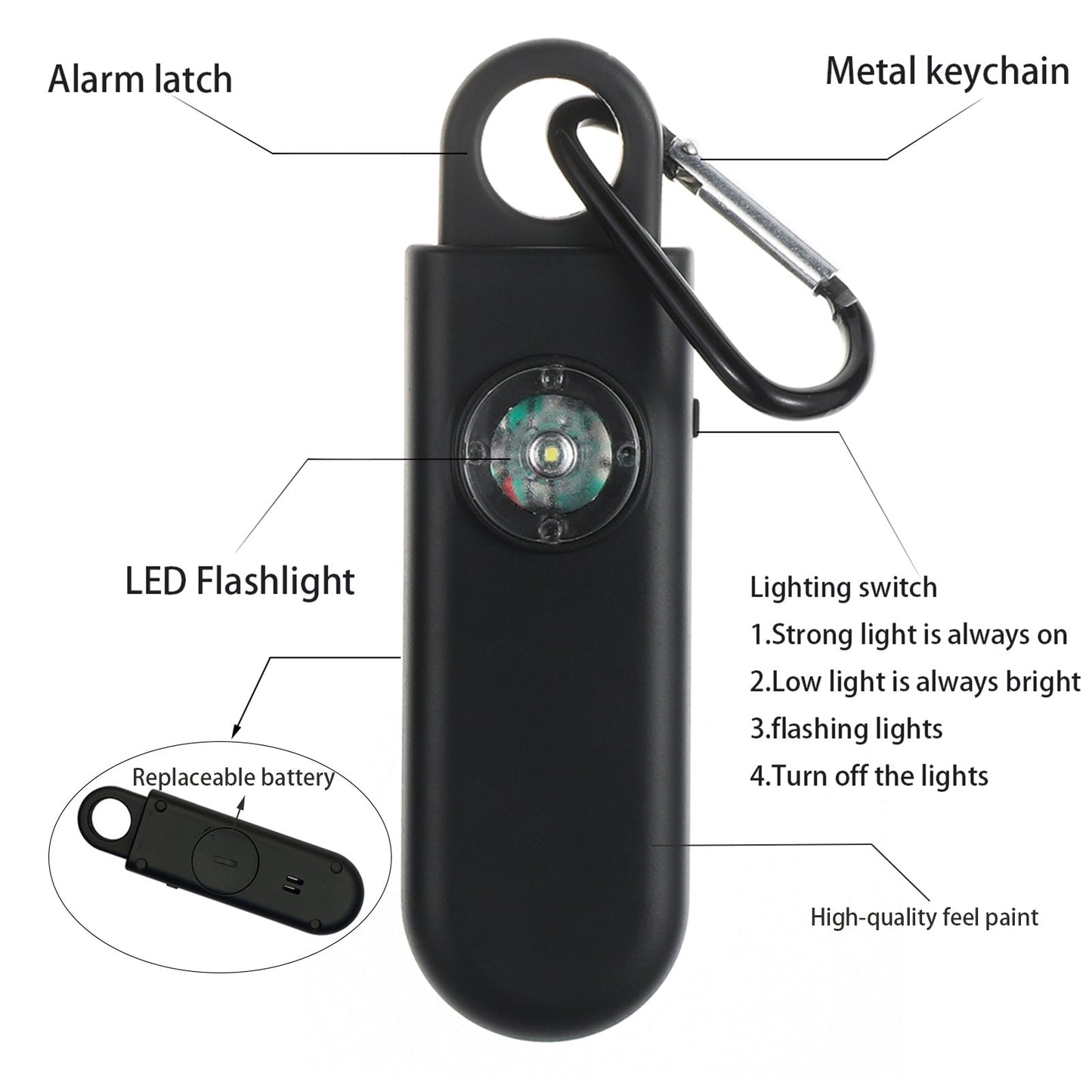 Siren Keychain Alarm with SOS LED Light