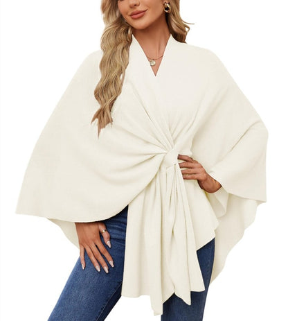 🔥Last 4 hours 57% OFF -Elegant Shawl Wraps Soft Open Front Poncho Sweater