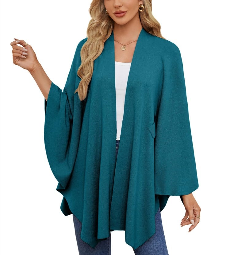 🔥Last 4 hours 57% OFF -Elegant Shawl Wraps Soft Open Front Poncho Sweater