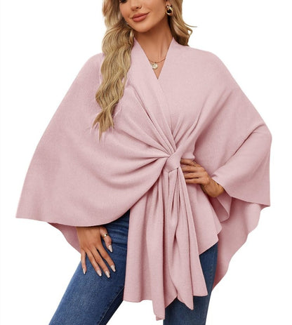 🔥Last 4 hours 57% OFF -Elegant Shawl Wraps Soft Open Front Poncho Sweater