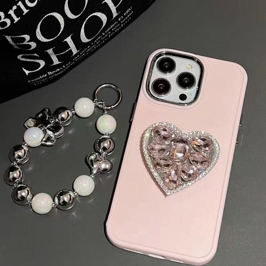 Heart Rhinestone Stand Bracelet Case Cover For iPhone