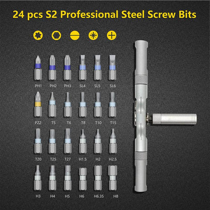 Versatile 24-in-1 Ratchet Screwdriver Set