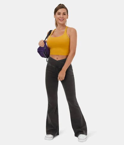 🔥HOT SALE-49% OFF🔥Stretchy Denim High Waisted Crossover Flare Pants👖