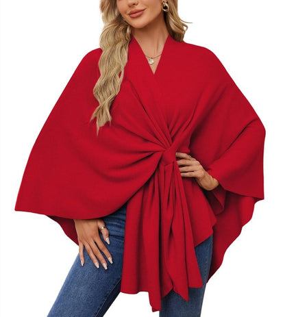 🔥Last 4 hours 57% OFF -Elegant Shawl Wraps Soft Open Front Poncho Sweater