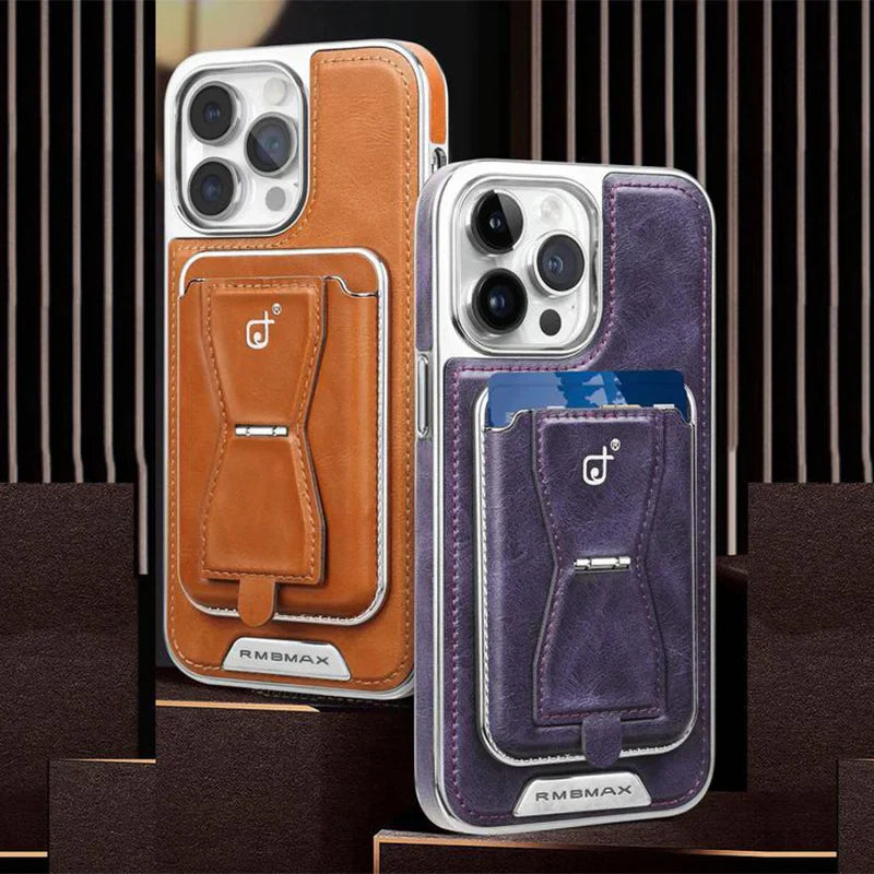 Luxury leather iPhone case with removable magnetic tape