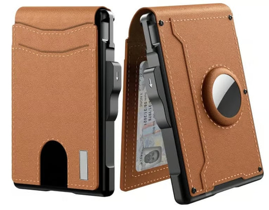 🔥Last Day Promotion 60% OFF-🔥AirTag Wallet - with Pop Up Aluminum Case Money Clip Slim Leather Slots Credit Card Holder RFID Blocking Bifold Minimalist Wallet