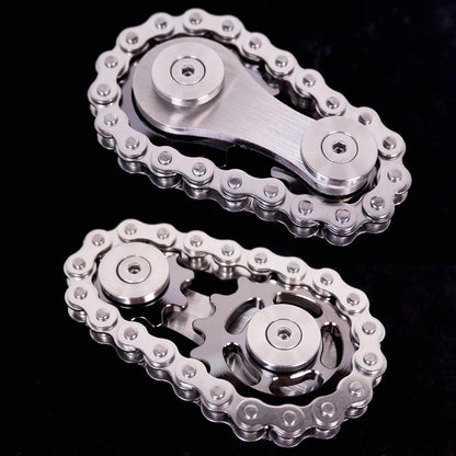Fidget Spinner, Linkage Bike Chain Spinner Design 2 Gears Figity Spin Finger Games