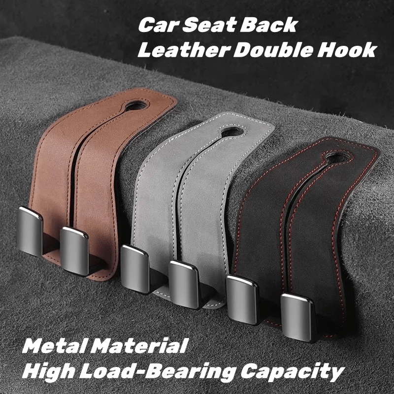 TwinHook Leather Car Headrest Hangers