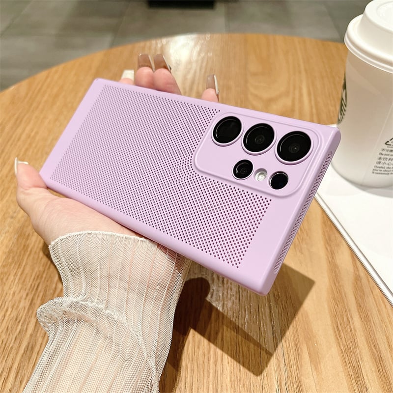 Honeycomb Heat Dissipation Porcelain Crystal Lens Case Cover for samsung S21-23