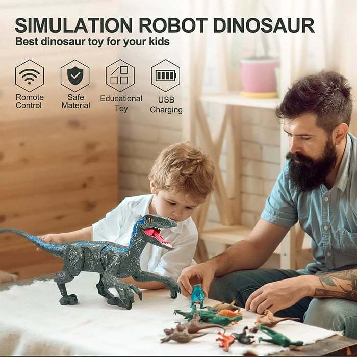 Realistic Remote Control Dinosaur (Buy 1 and get a 12-piece dinosaur kit)