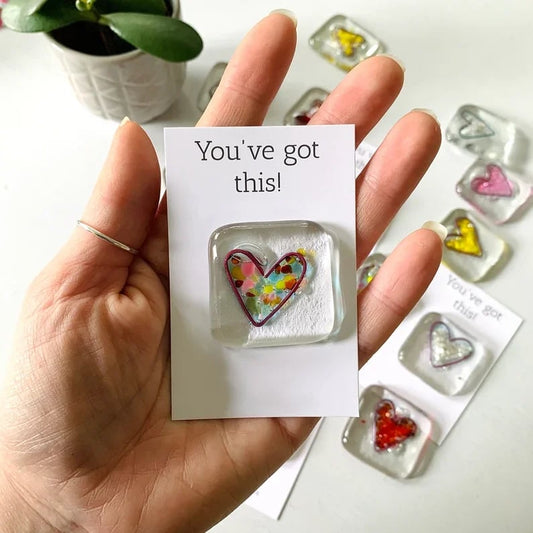 💝Fused Glass Heart Pocket Token