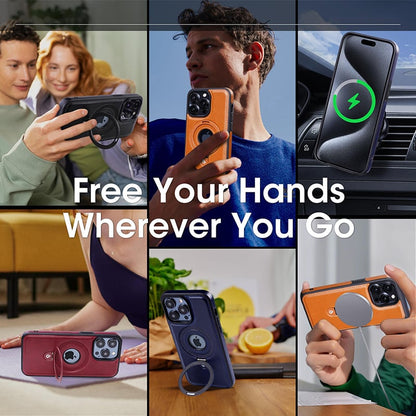 (🔥Last Day Promotion )🔥Full-Coverage Shockproof Leather Magnetic Stand iPhone Case