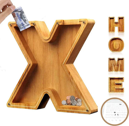 (🔥2024 BEST GIFT TO CHILDREN🔥) Wooden Letter Piggy Bank🎁